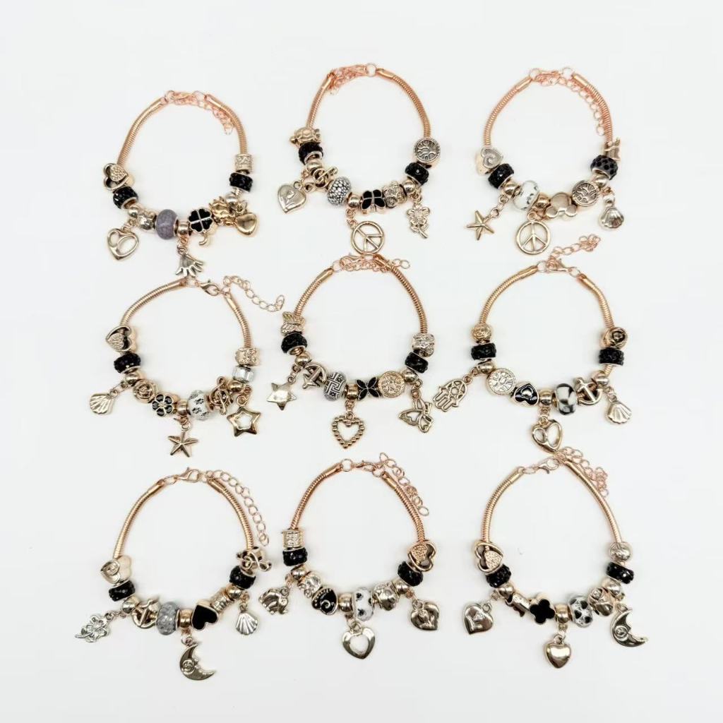 kit 6/3/1 pc Pulseira Berloques Rose Estilo Feminina Presente moda/Modelo aleatório（Promoção） em Oferta na Shopee