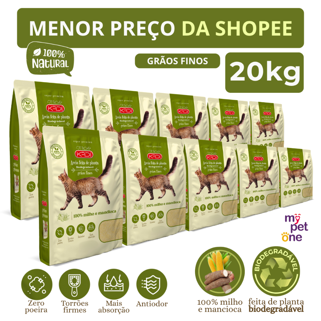 Kit 10 Areia Biodegradável 2 Kg Grãos Mistos - Kadi em Oferta na Shopee