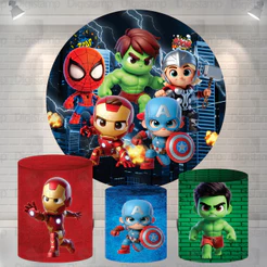 Kit Painel + Trio de Cilindros Sublimados Super Heróis Cute