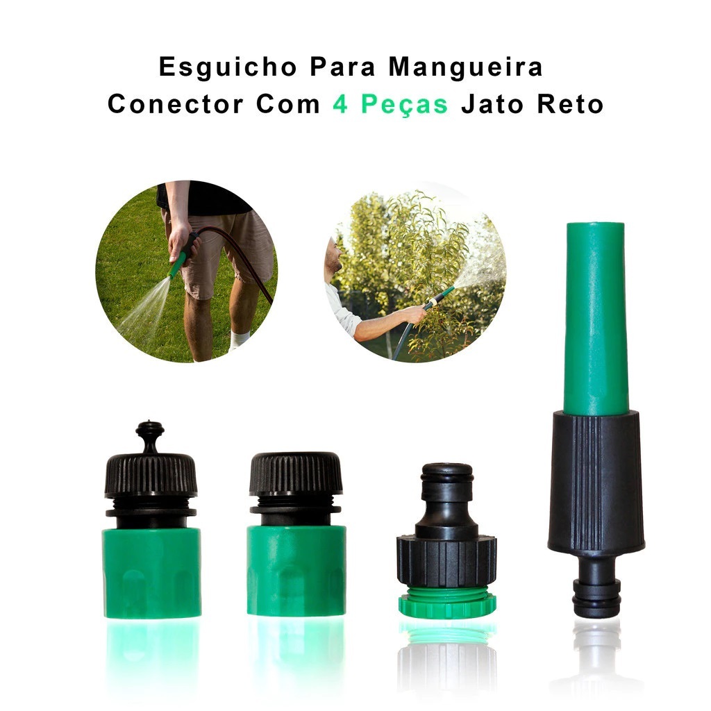 Kit Conjunto Irrigação 4 Peças Engate rápido e Esguicho com regulagem de pressão em Oferta na Shopee