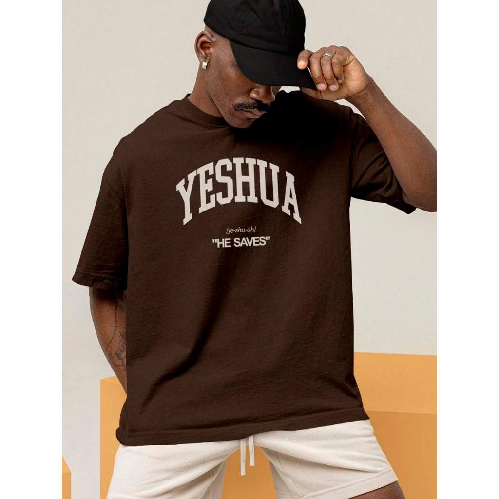 Camiseta Oversized YESHUA Gospel Masculina Estilo Streetwear Cristã Estampa Religiosa