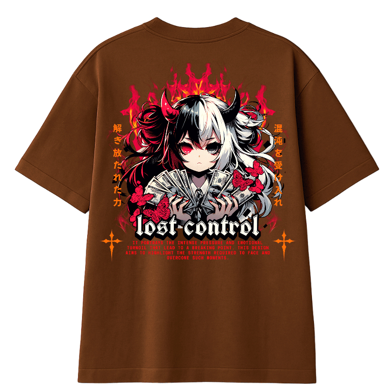 Camiseta Oversized Feminina Streetwear Confortável Algodão "Lost Control" – Casual para Academia | Lançamento Especial