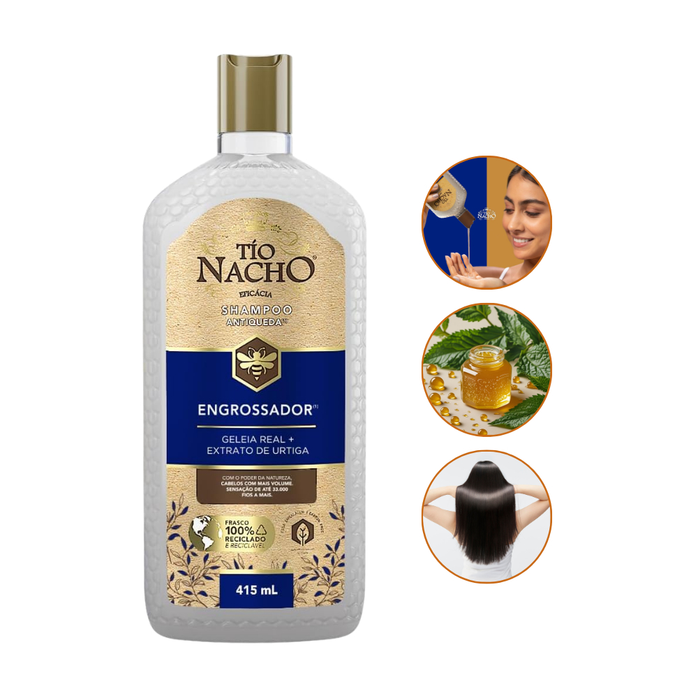 Shampoo Engrossador 415ml Tio Nacho - Aumenta a Espessura dos Fios e Dá Mais Volume ao Cabelo