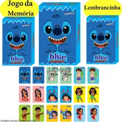 Kit com 3 até 30 Caixinhas Jogo da Memória BLUE / STITCH Brinquedo Educativo para Crianças e Festas Quermesse
