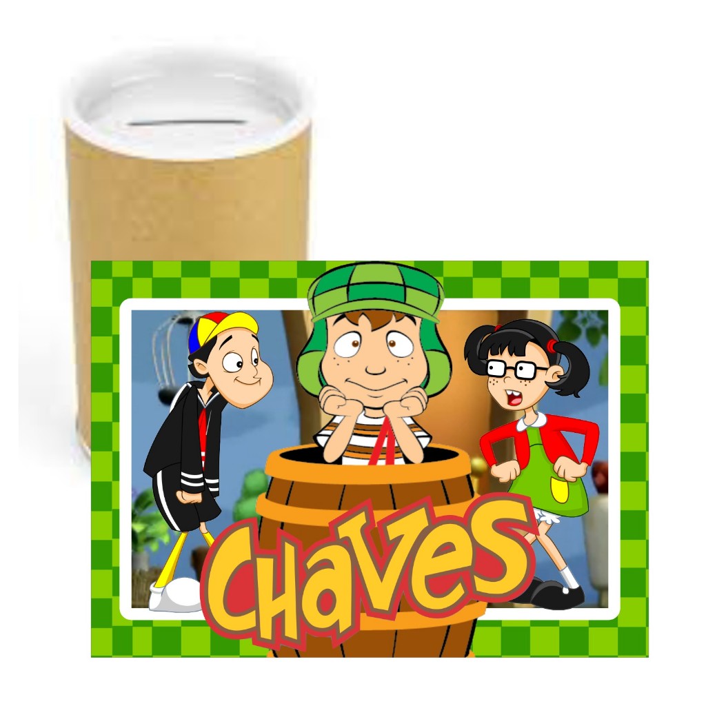 Cofrinho de Papelão + Adesivo Chaves VÁRIAS CORES - Cofre Lembrancinha Festa Aniversário