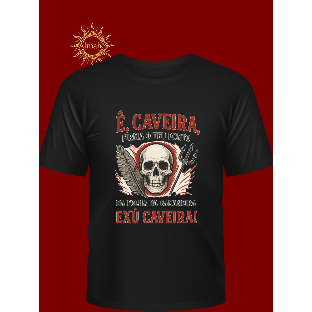 Camiseta Exu Caveira, Firma Teu Ponto Na Folha Da Bananeira - candomblé/umbanda/quimbanda -  unissex 100% algodão