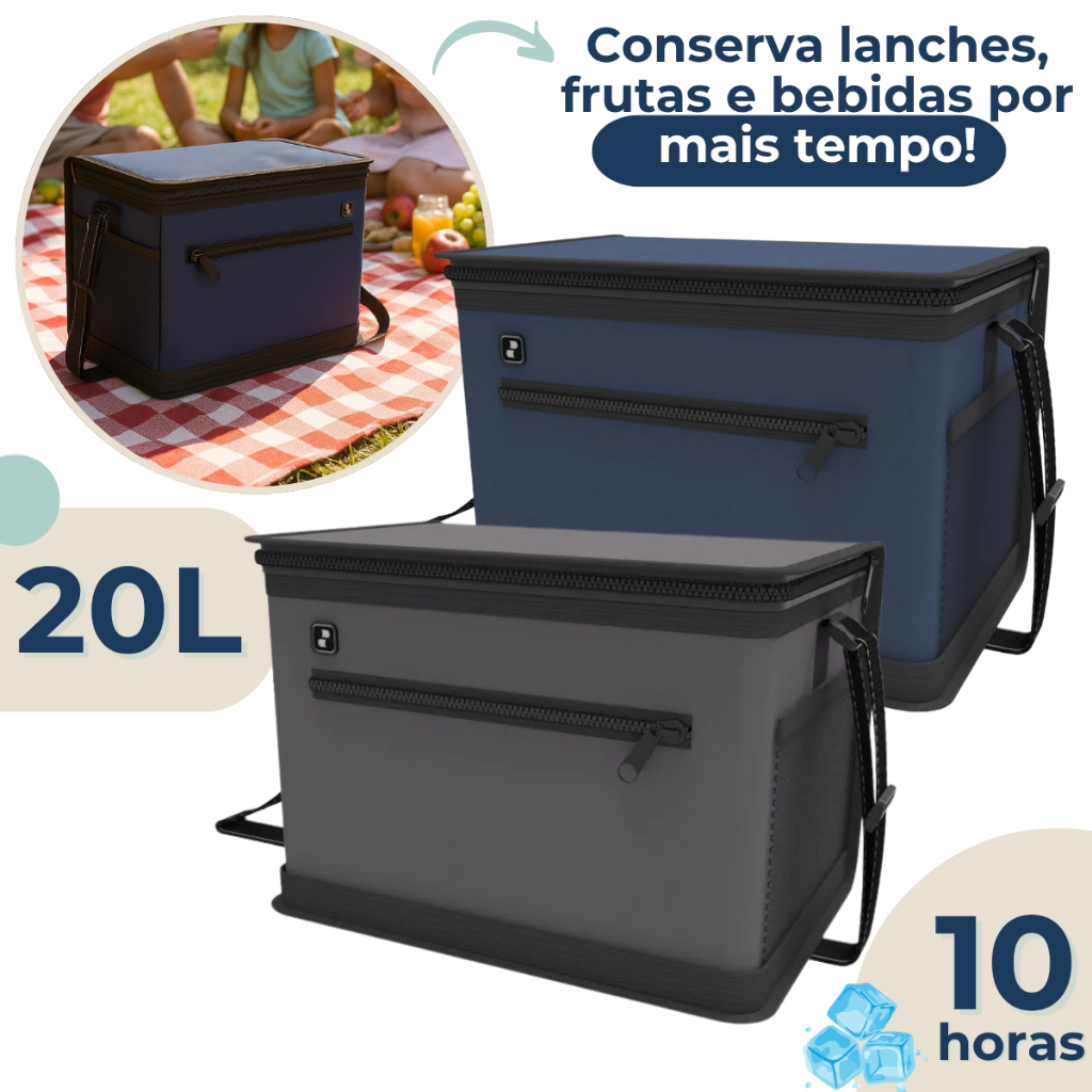 Bolsa Térmica Grande 20 Litros Conserva Alimento Bebidas Camping Praia Pesca Não Vaza Soprano