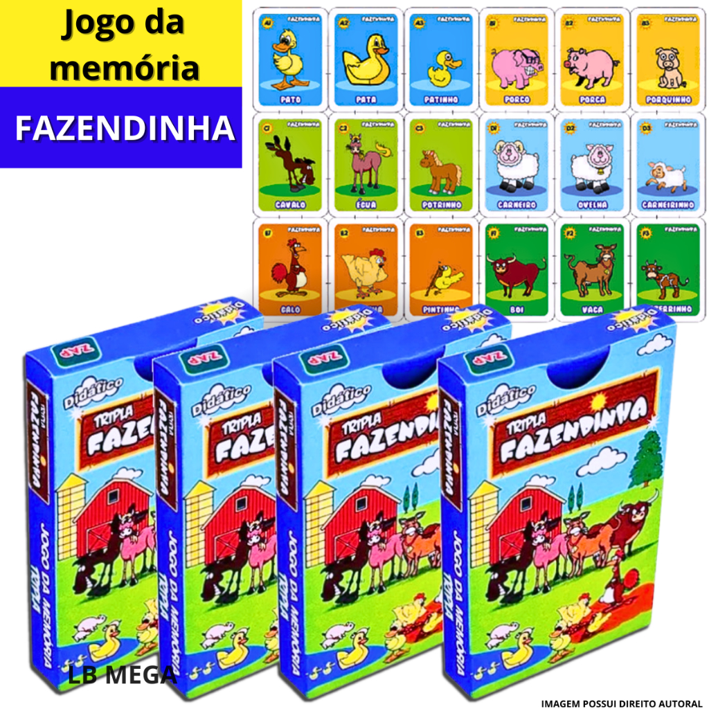 Kit 3 a 30 Jogo Da Memoria FAZENDINHA Infantil P/ Kit Festa Aniversario Lembrancinha Quermesse novo