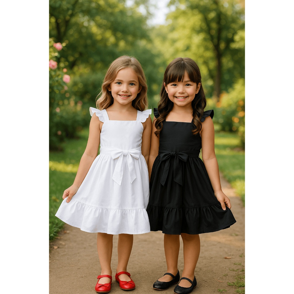 Kit Atacado Menina Vestido 2 Unidades Feminino Rodado + Cinto Alcinha Casamento Gêmeas Igreja Diva
