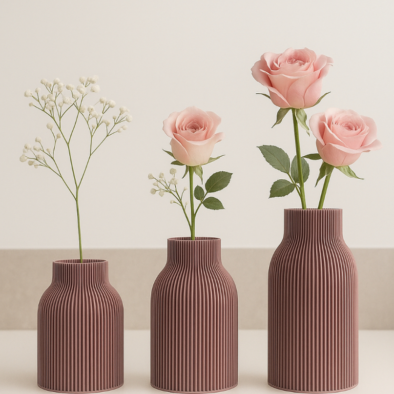 Kit com 3 Vasos Decorativos Cachepot Elegance - Impressão 3D.