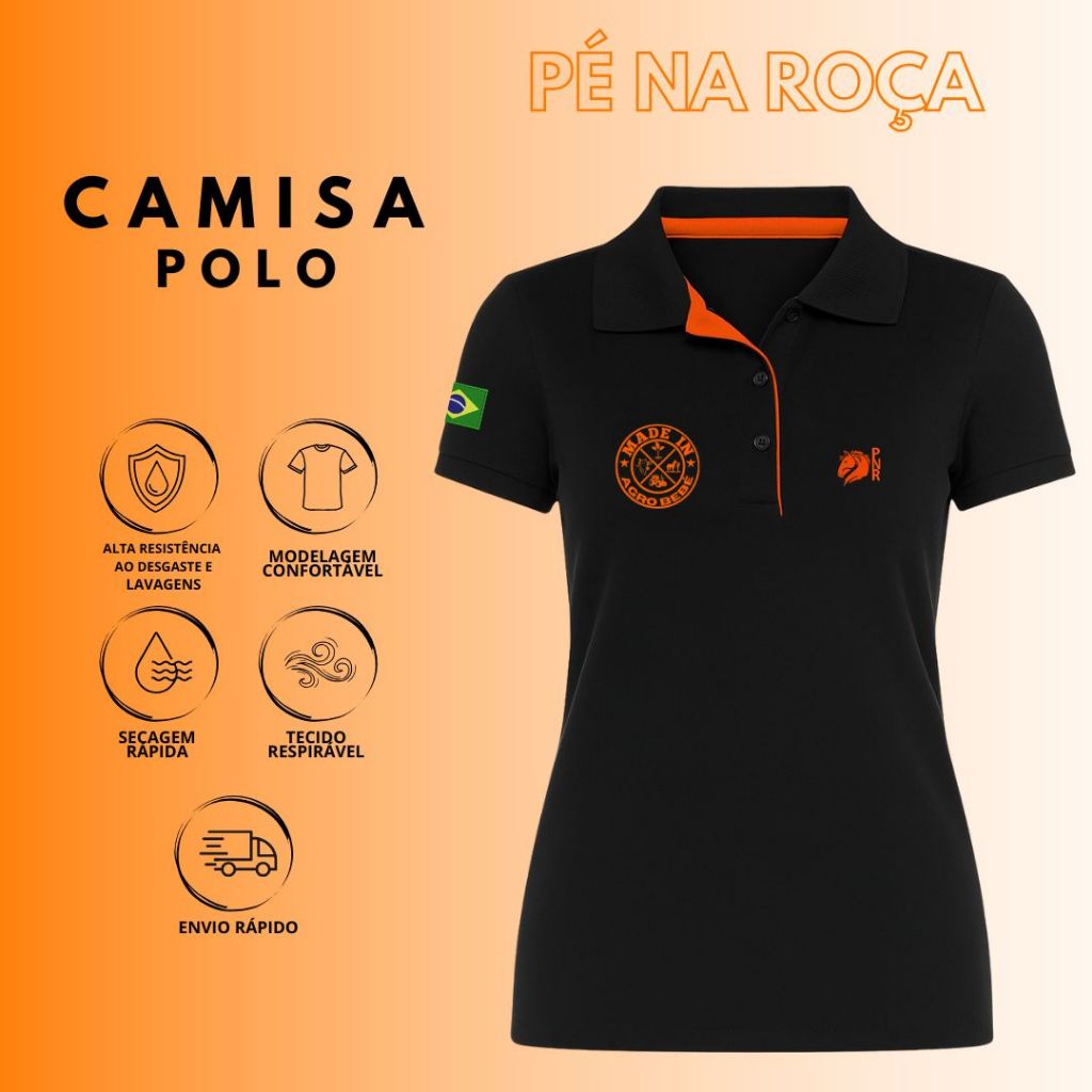 BLUSA FEMININA POLO coleção AGRO PRODUTOR RURAL agronomia verterinaria malha PIQUET PÉ NA ROÇA