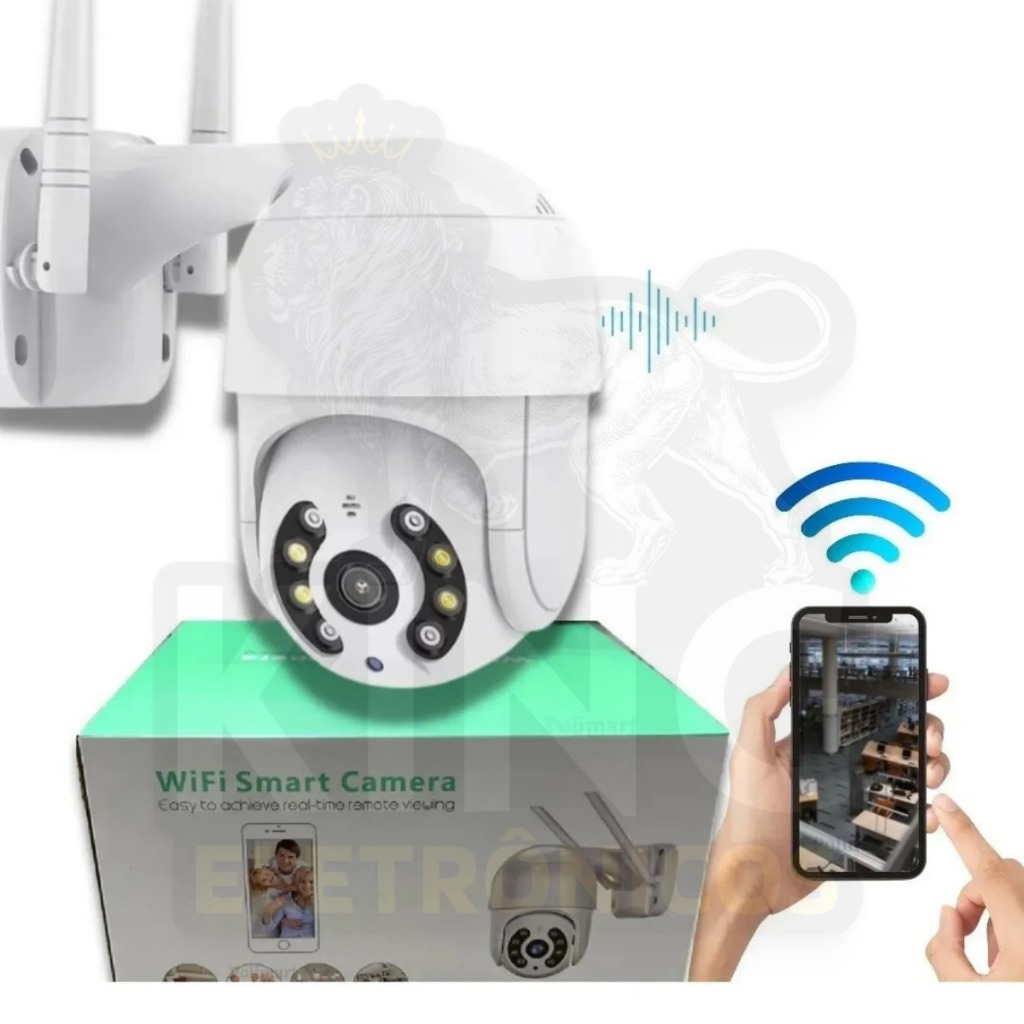 Câmera de Segurança Wi-Fi com LEDs, Giro 360º, Microfone e Controle Total no Aplicativo