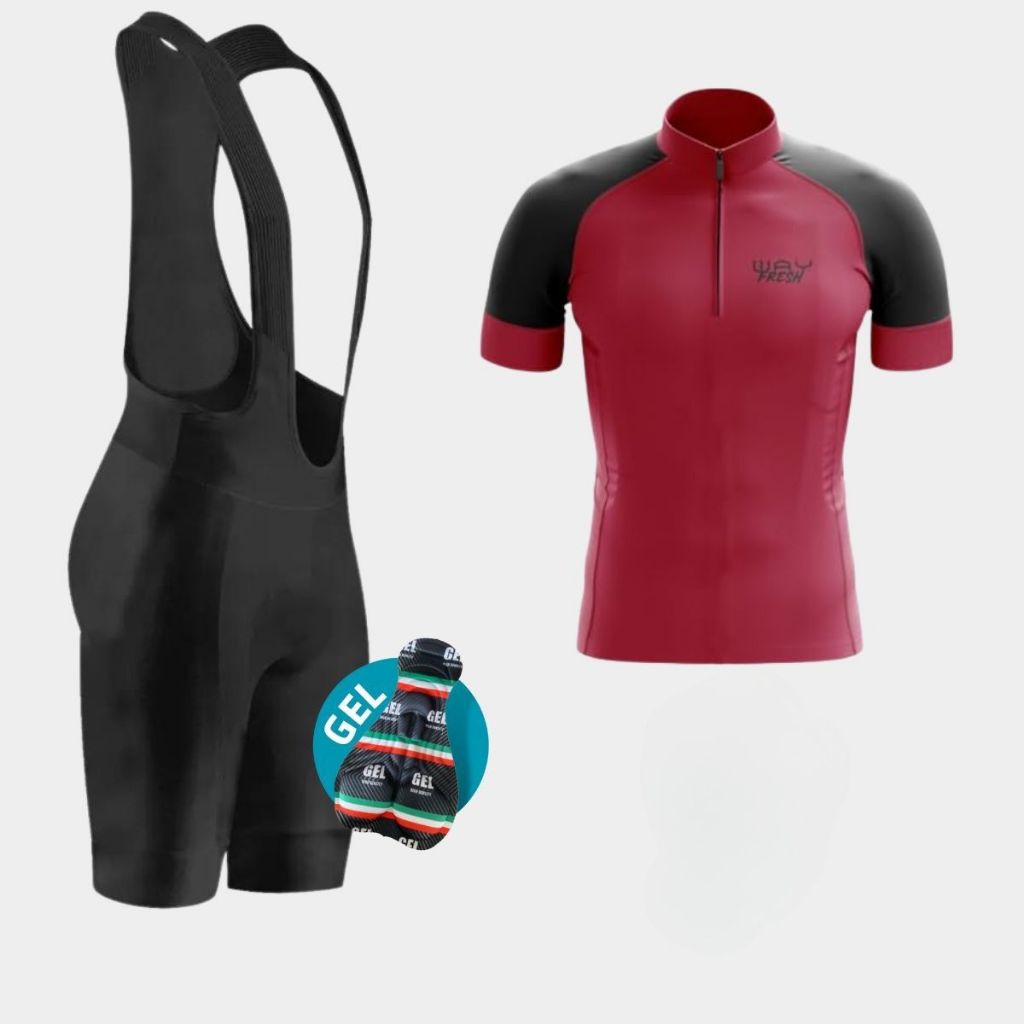 Roupa Ciclismo Masculino Conjunto Camisa Slim Bretelle Acolchoado Gel Conforto Bike Mtb