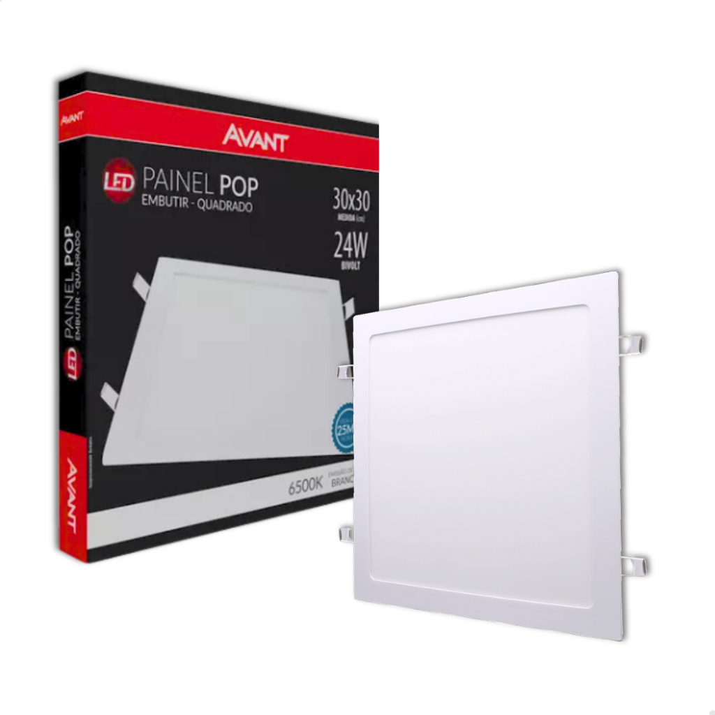 Kit 6 Painel Plafon Led 24w Embutir Quadrado 6500k 4000K 3000K