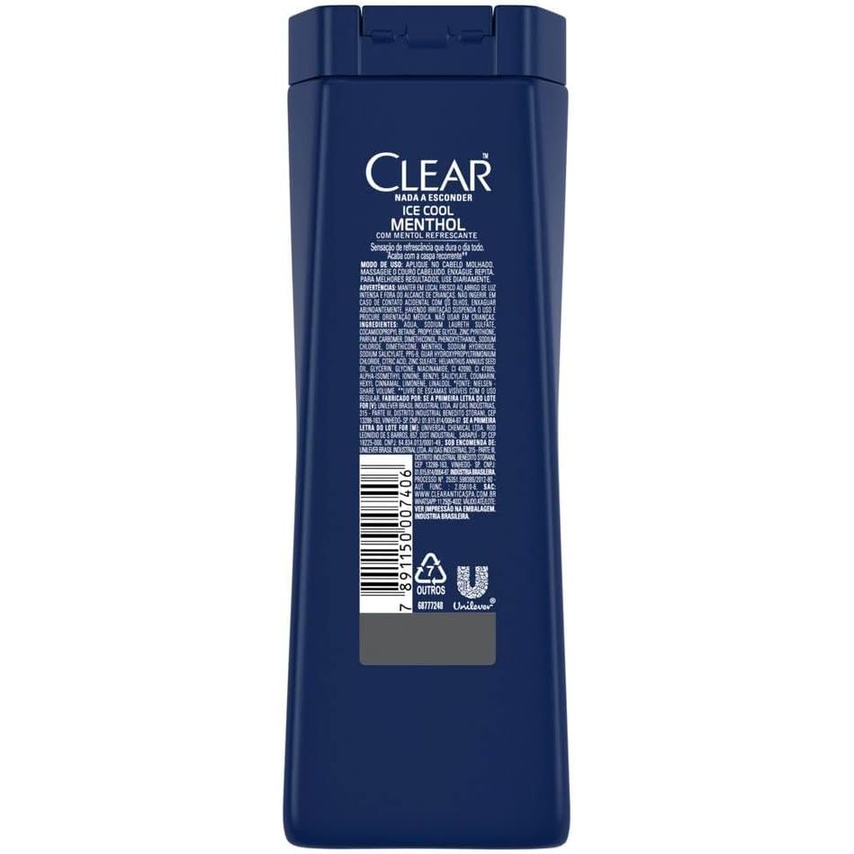 Detalhes do Shampoo Clear Men Anticaspa Ice Cool Menthol 200ml