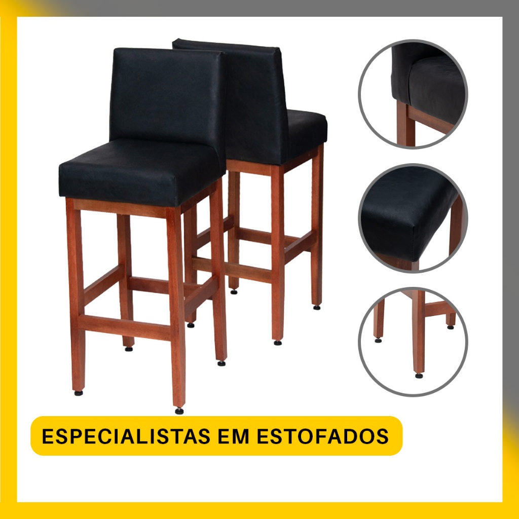 Kit 2 Banqueta Alta Courino Dallas Balcão Bancada Área Externa Cozinha p/ Bancada Alta