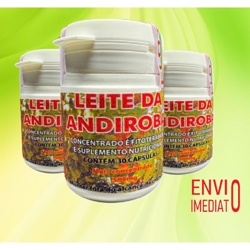 Leite da Andiroba Natural kit 3 Potes com 30 Capsulas