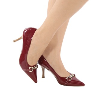 Scarpin Feminino Verniz Bico Fino Salto Agulha Detalhe ABS Elegante Confortavel Festa Social Trabalho Moda Gospel em Oferta na Shopee
