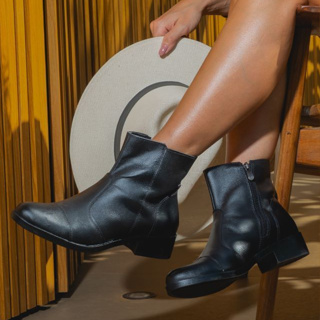 Bota Feminina Vittal Luna Couro Legítimo Luna Preto Cano Baixo com Ziper Lateral em Oferta na Shopee