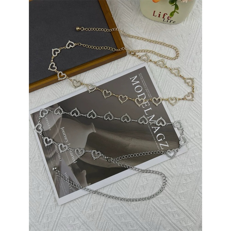 Corrente de cintura com strass de coração para mulheres, férias de verão, praia, versátil, temperamento, vestido, jeans em Oferta na Shopee