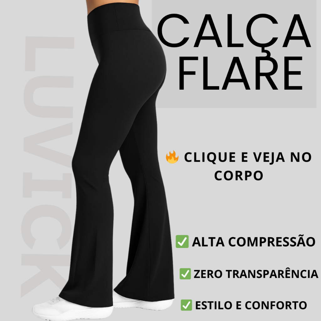 Calça Legging Feminina Flare Suplex Bailarina em Oferta na Shopee