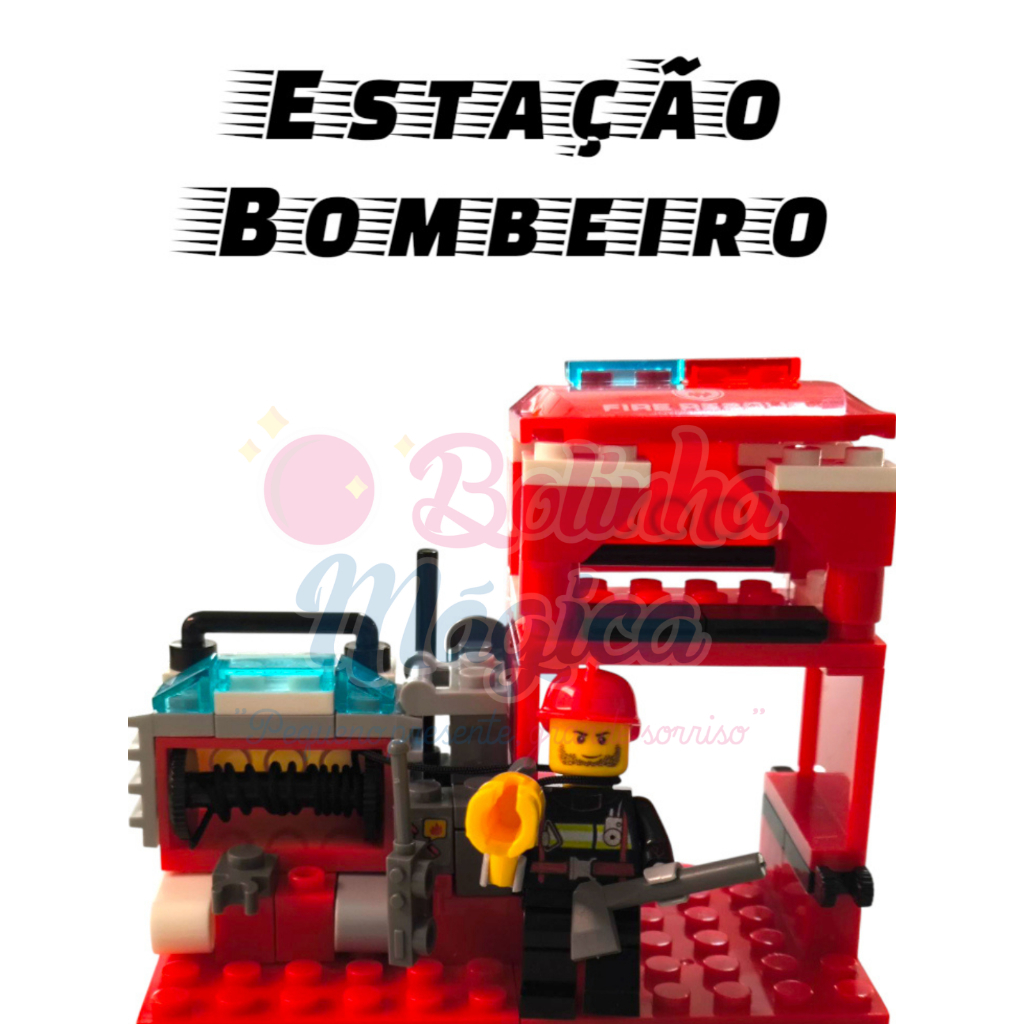 Kit Bloco De Montar Estação de Bombeiro 79 Peças 3 em 1 Brinquedo Educativo Lembrancinha Infantil em Oferta na Shopee
