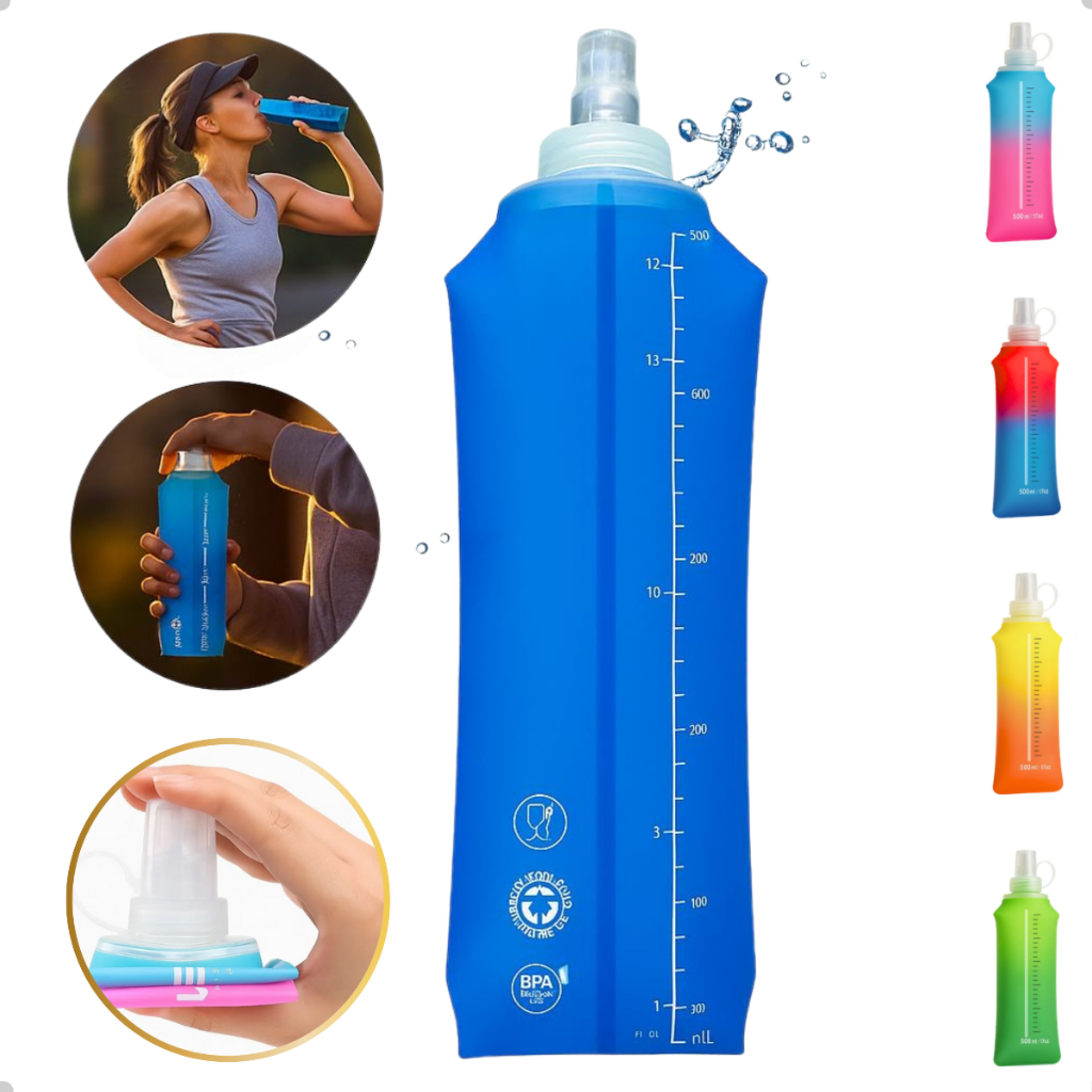 Garrafa De Água Mole Dobrável Corrida Silicone Squeeze Soft