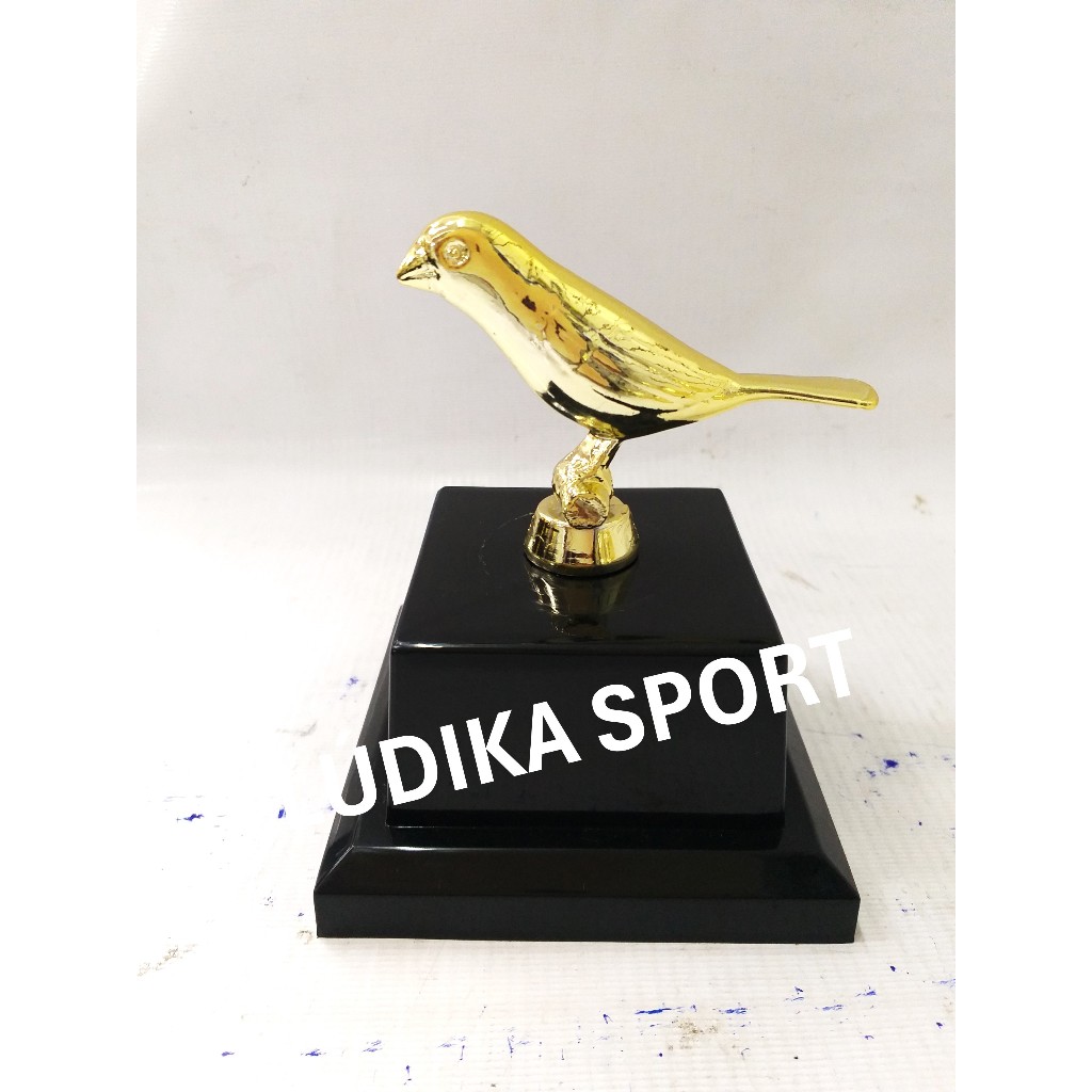 Troféu Pássaro Curió Ouro 14cm BV7 [Quer Adesivo Personalizado?] Passaro Canto Torneio Viveiro
