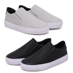 Kit 2 Pares Sapatênis Slip On Casual Masculino Confort