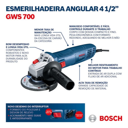 Detalhes do Kit Bosch 220V Serra Mármore GDC 151 + Esmerilhadeira GWS 700 + Disco + Kit Refrigeração + Maleta