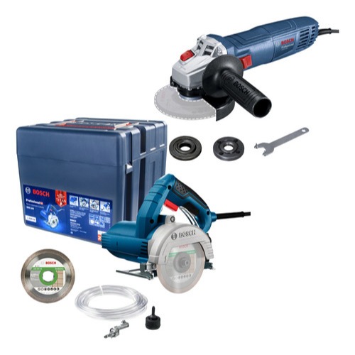 Kit Bosch 220V Serra Mármore GDC 151 + Esmerilhadeira GWS 700 + Disco + Kit Refrigeração + Maleta