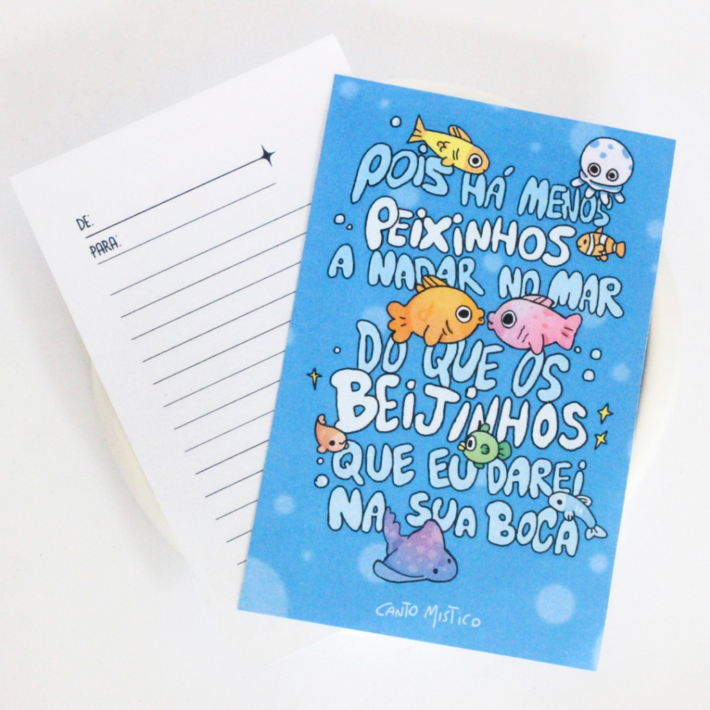 Cartão Presente Romântico Peixinhos em Oferta na Shopee
