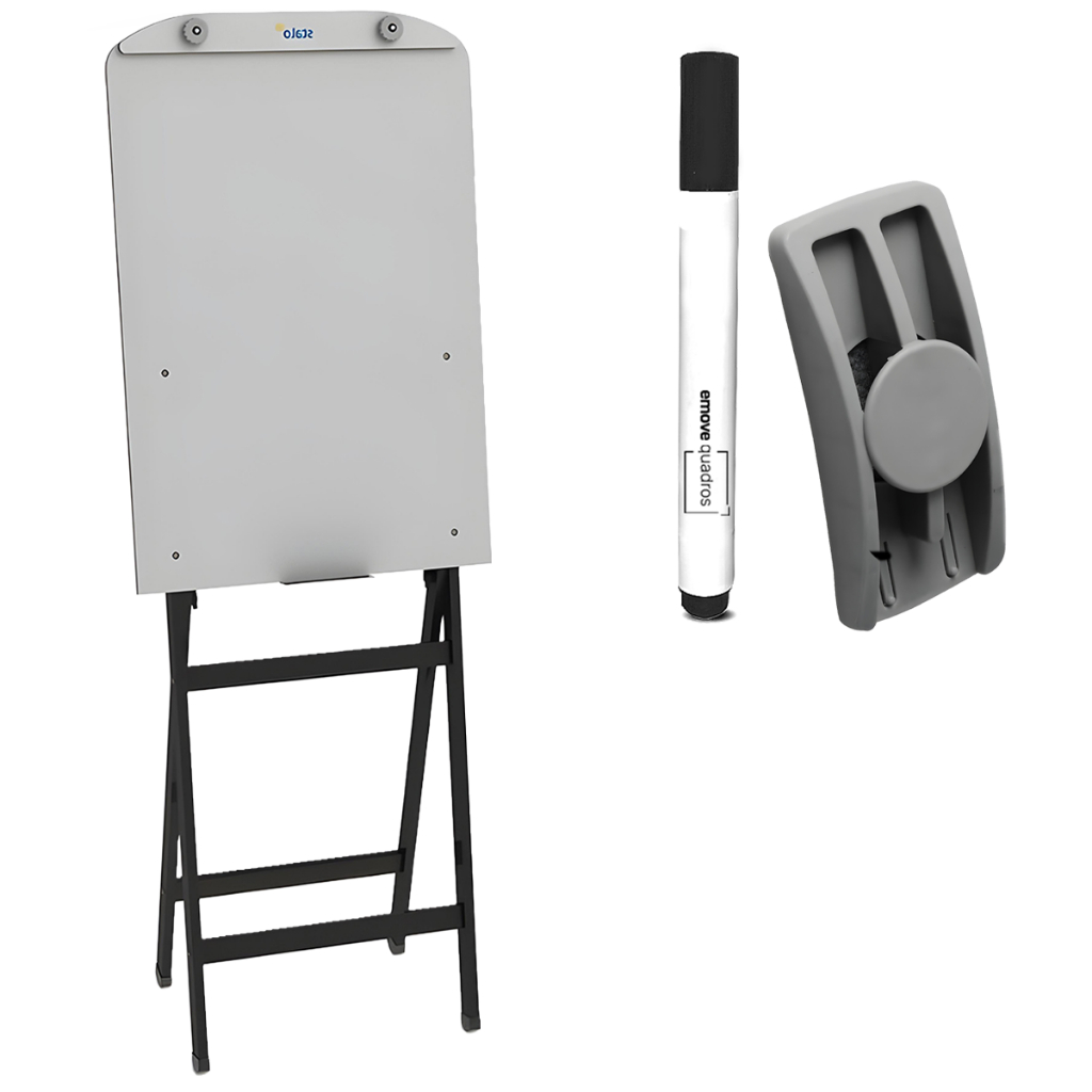Flip Chart 1,75 Metros Cavalete De Madeira Porta Bloco Quadro Branco 90x60cm + Caneta e Apagador