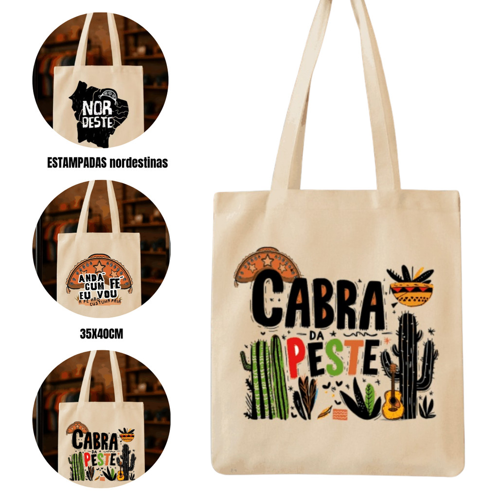 ECOBAGS ESTAMPADAS SORTIDAS NORDESTINAS - 35X40CM em Oferta na Shopee