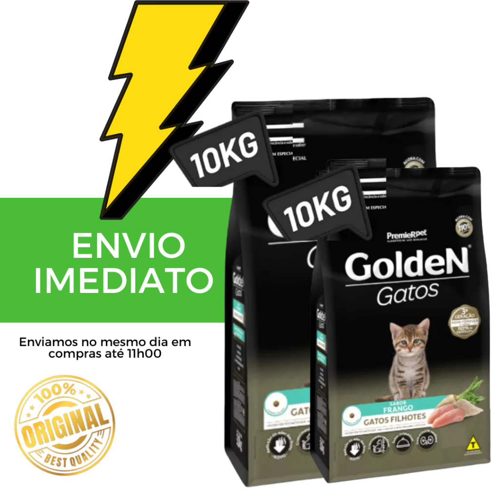 RAÇÃO P/ GATOS GOLDEN FORMULA GATOS FILHOTE SABOR FRANGO 10,1KG - ENVIO IMEDIATO