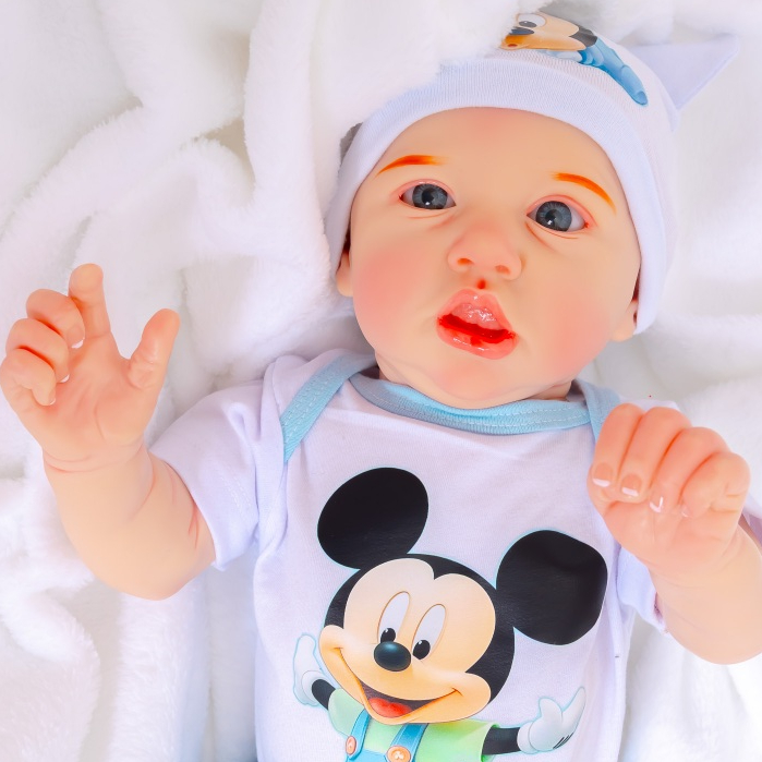 Bebê Reborn Boneco Realista Menino Saskia Mickey Recém-Nascido Corpinho 100% Silicone Envio Imediato