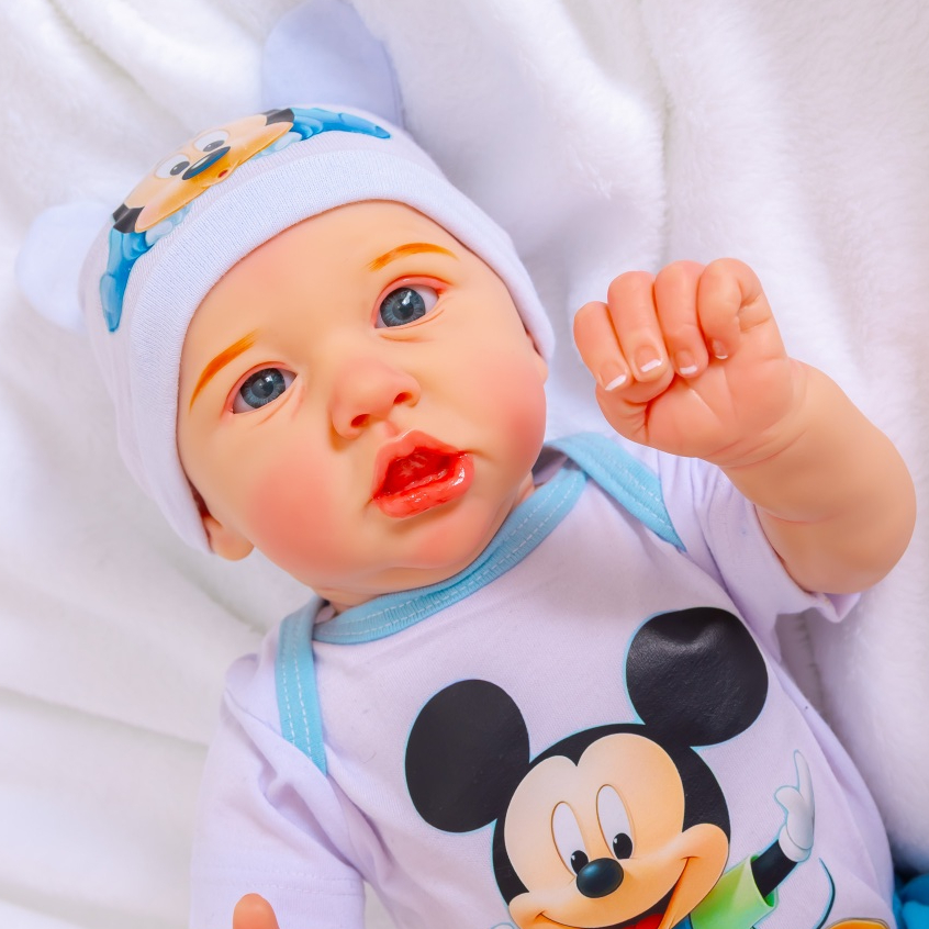 Bebê Reborn Boneco Realista Menino Saskia Mickey Recém-Nascido Corpinho Silicone Envio Imediato Promoção - Mom & Baby