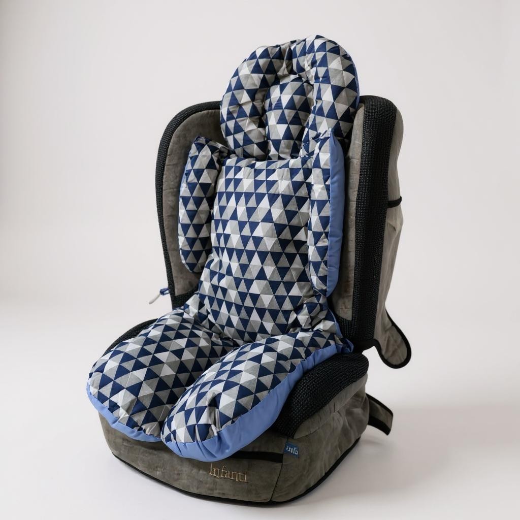 Capa Para Carrinho Bebê / Cadeirinha De Carro / Acolchoado Azul Geométrico Claro Infantil Menino/a