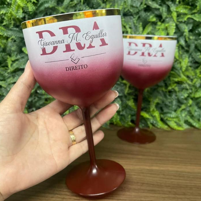 50 Taças Gin 450ml Degradê com borda metalizada Personalizadas em 1 lado em Oferta na Shopee
