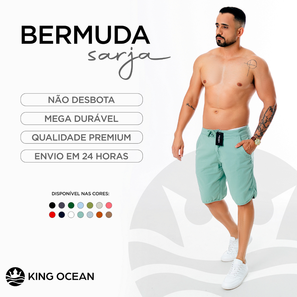 Bermuda Sarja Masculina Básica Premium Envio Imediato