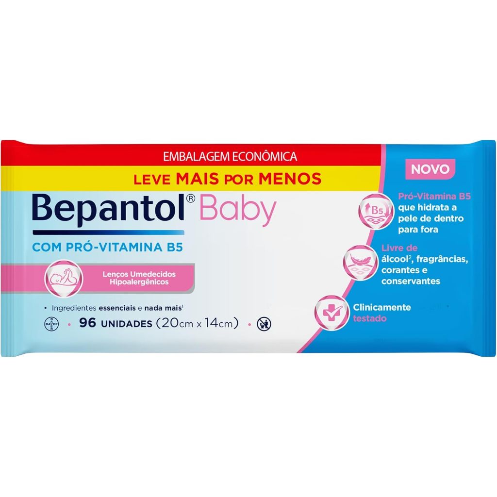 Lenço Umedecido Bepantol Baby com 96 Unidades