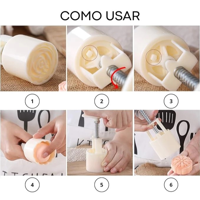 Kit Ejetor com 5 Moldes Florais para Brigadeiro, Biscoito, Massa, Doces Gourmet