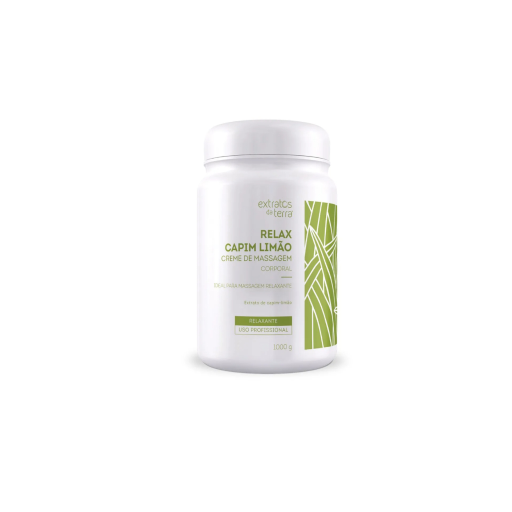Creme de Massagem Profissional Relax Capim Limão  1kg Extratos da Terra - Beauty