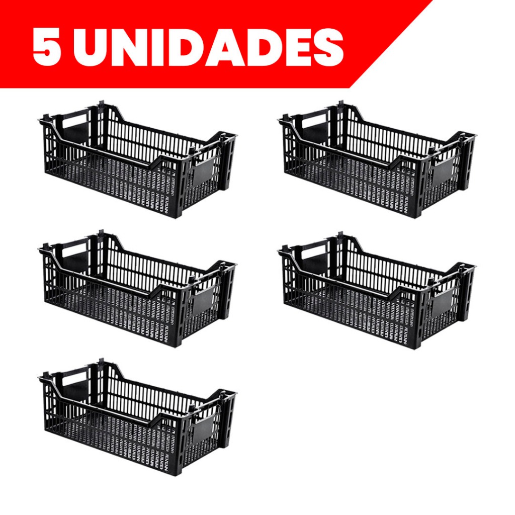 Kit 5 Peças Caixa Plastica P/ Hortifruti Organizadora Frutas