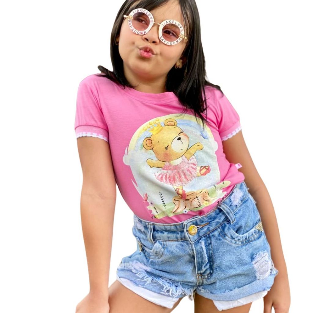 Blusas Infantil Feminina 100% Algodão Coloridas Estampa  Sortida Tamanho 4 a 8 Anos Verão Menina Criança Tecido Premium