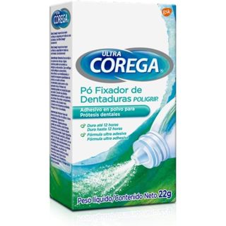 Pó Fixador Corega de Dentaduras Ultra Pó 22g em Oferta na Shopee