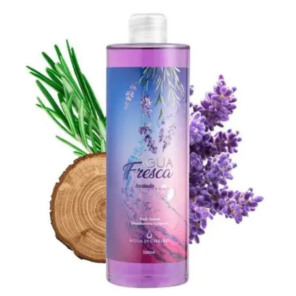 Body Splash Água Fresca Lavanda 500ml Água de Cheiro Leve Refrescante Vem C/ Válvula