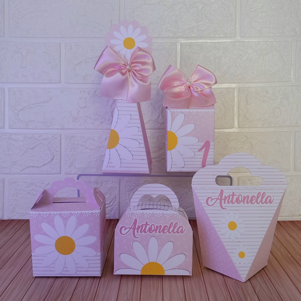 Kit Festa Personalizados Margarida - Caixinhas para Lembrancinhas Aniversario (PEGUE E MONTE)