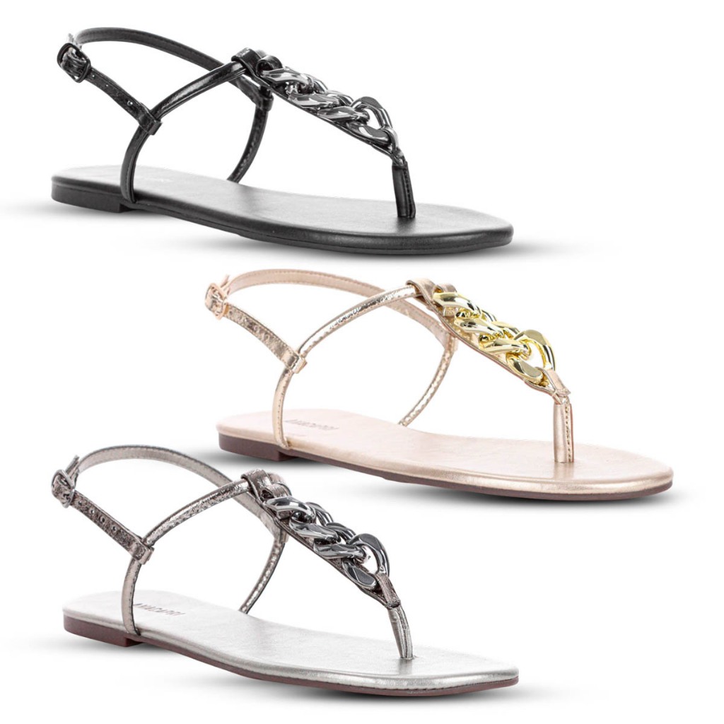 Sandália Rasteira Anacapri Corrente Slim New - Feminino em Oferta na Shopee