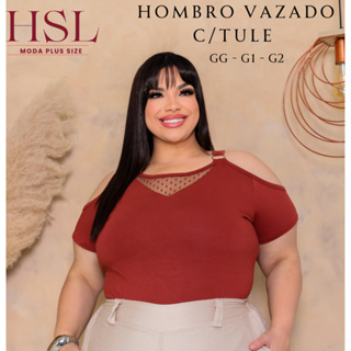 Blusa Ombro Vazado 💫 com Tule Frontal & Argolas Prateadas ✨ | Viscolycra Premium Lisa 💖 em Oferta na Shopee